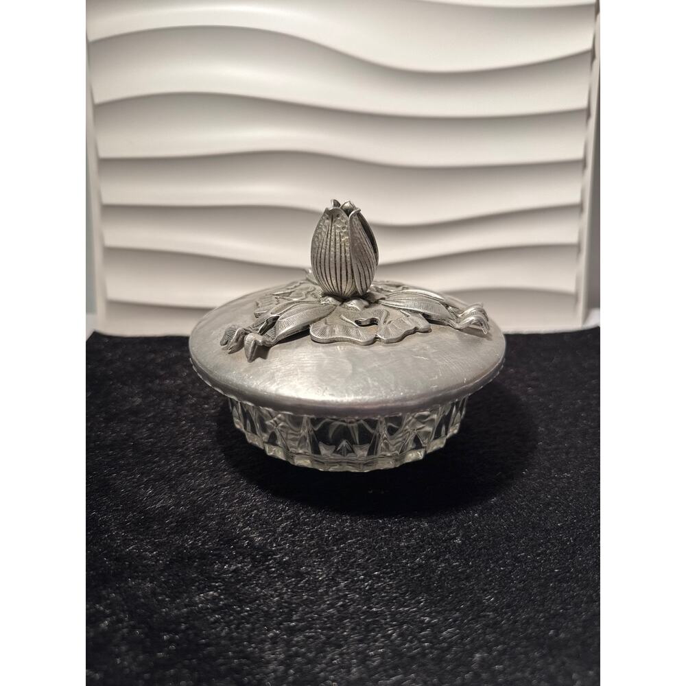 Vintage Rodney Kent Glass Vanity Trinket Dish